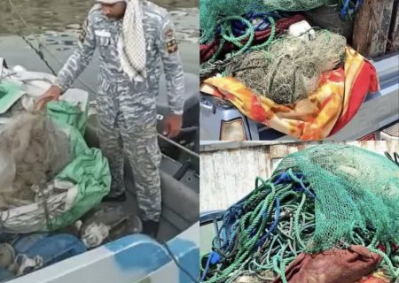 کشف ادوات صید غیرمجاز در شهرستان قشم در پی گشت یگان حفاظت منابع آبزیان