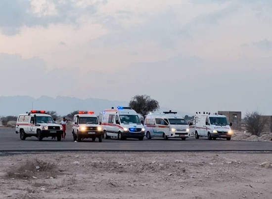 اعزام مصدومین سانحه تصادف کهورستان توسط بالگرد اورژانس ۱۱۵