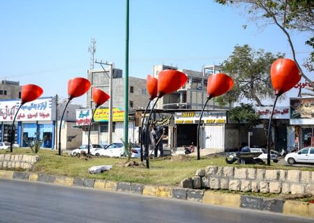 نصب ۷ المان نوری گل در بلوار جمهوری بندرعباس